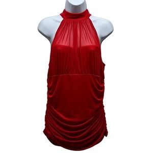Venus Women’s Sz Lg High Collar Red Sleeveless Blouse  NWOT, V502